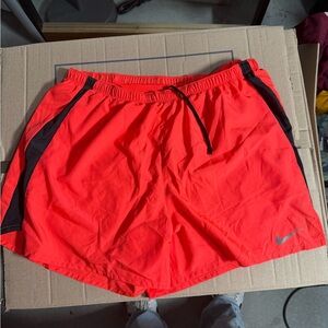 Nike Bright Red Men's Running Shorts with Black Accents